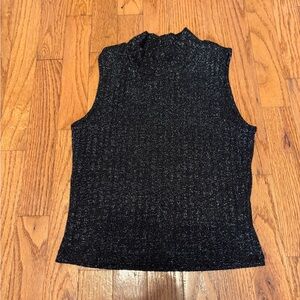Eclipse Black and Silver Turtleneck Top